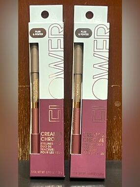 Flower Cream & Chrome Eyeliner Duo /Plum & Pewter. Set of 2.